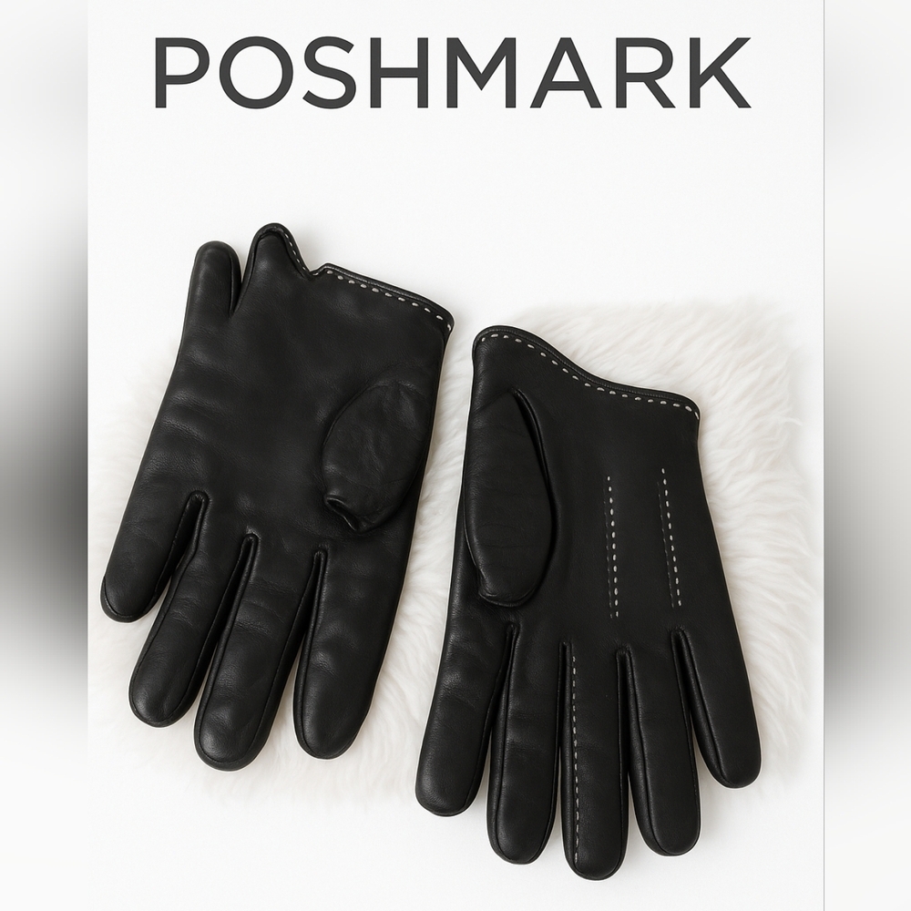 Dockers Black Leather Lined Whipstitch Gloves XL